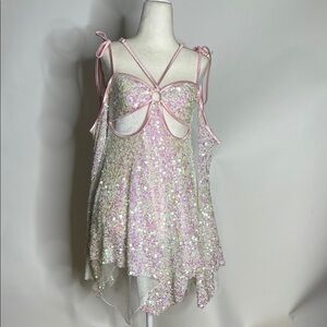 Dolls Kill Club EXX M fairy sparkle confetti Sequin Dress Sabrina Carpenter vibe